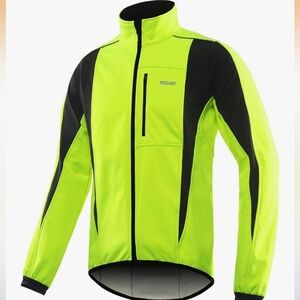 ARSUXEO Winter Warm UP Thermal Softshell Cycling Jacket Neon Yellow Large NWT